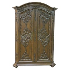 Vintage Carved Mahogany Armoire Entertainment Center Attributed to Ralph Lauren