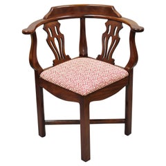 Statesville Ross Vintage Mahogany Georgian Chippendale Style Corner Chair