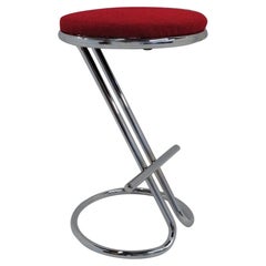 Tabouret de bar en acier tubulaire chromé « Z » avec repose-pieds Troy Sunshade de Gilbert Rohde