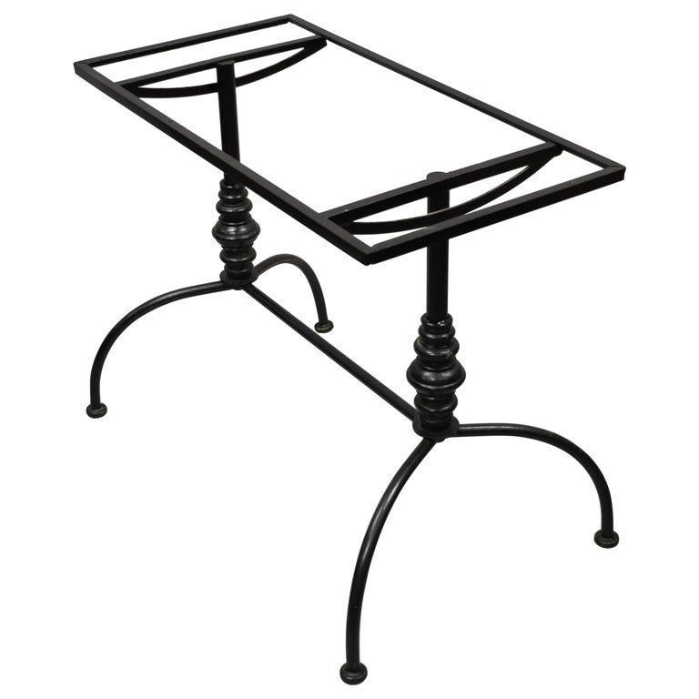 Vintage Gallo French Style Black Wrought Iron Pastry Dining Table Desk