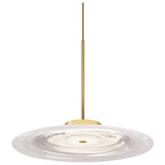 ‘Liquid Pendant Alabaster’ White Gradient Glass and Satin Brass Ceiling Light