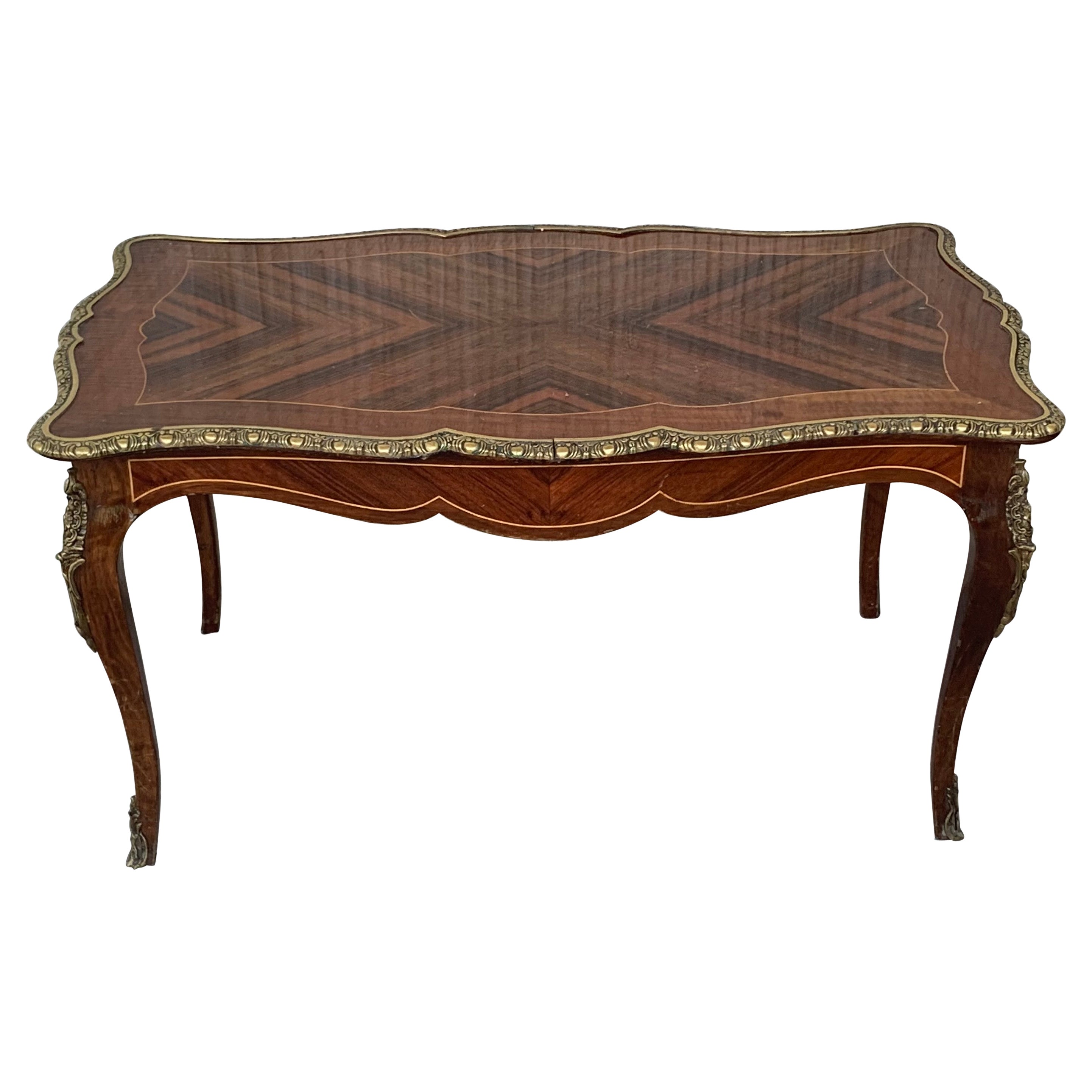 French Marquetry Bronze Ormolu Mounted Coffee Table