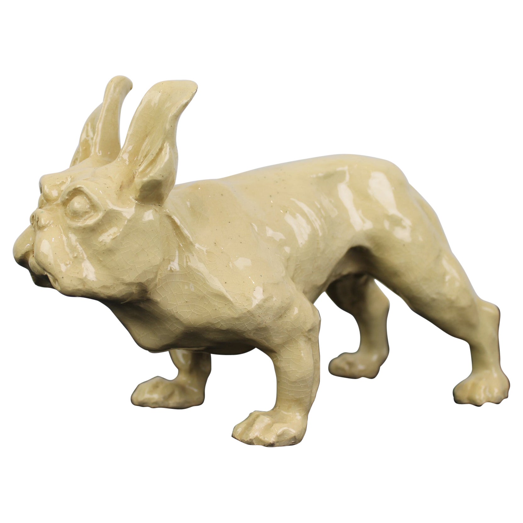 Französische Bulldogge-Skulptur im Art déco-Stil