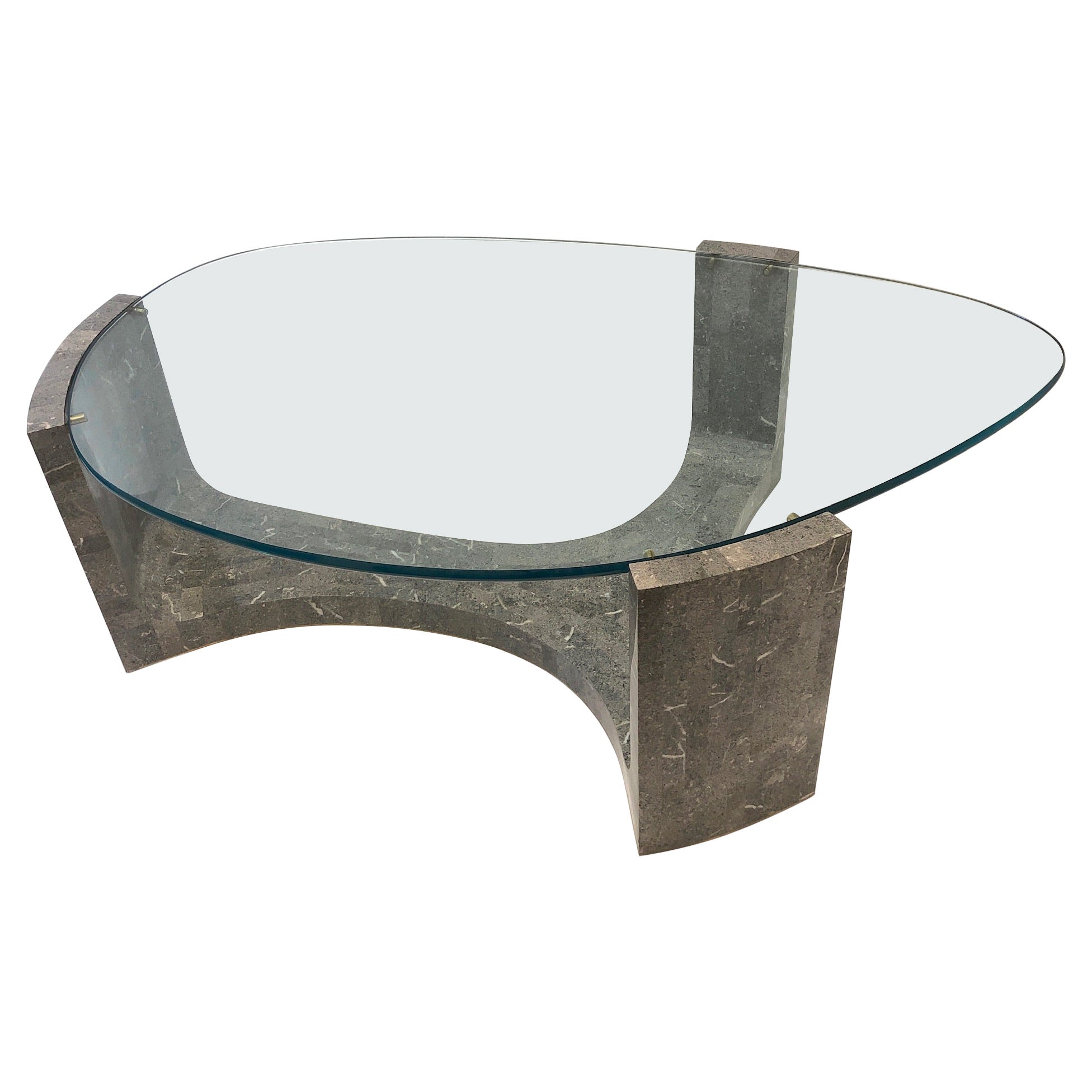 Gray Marble and Glass Cocktail Table by Maitland Smith