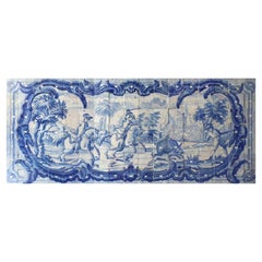 18th Century Portuguese "Azulejos " Panel "Hunting Scene"