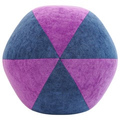 Oreiller à boules en velours bleu et violet 