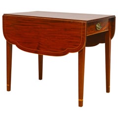 American Federal Satinwood Inlaid Mahogany Shaped Pembroke Table, Circa 1820