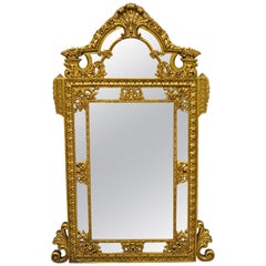 Vintage French Louis XV Style Gold Frame Ornate Wall Console Hall Mirror