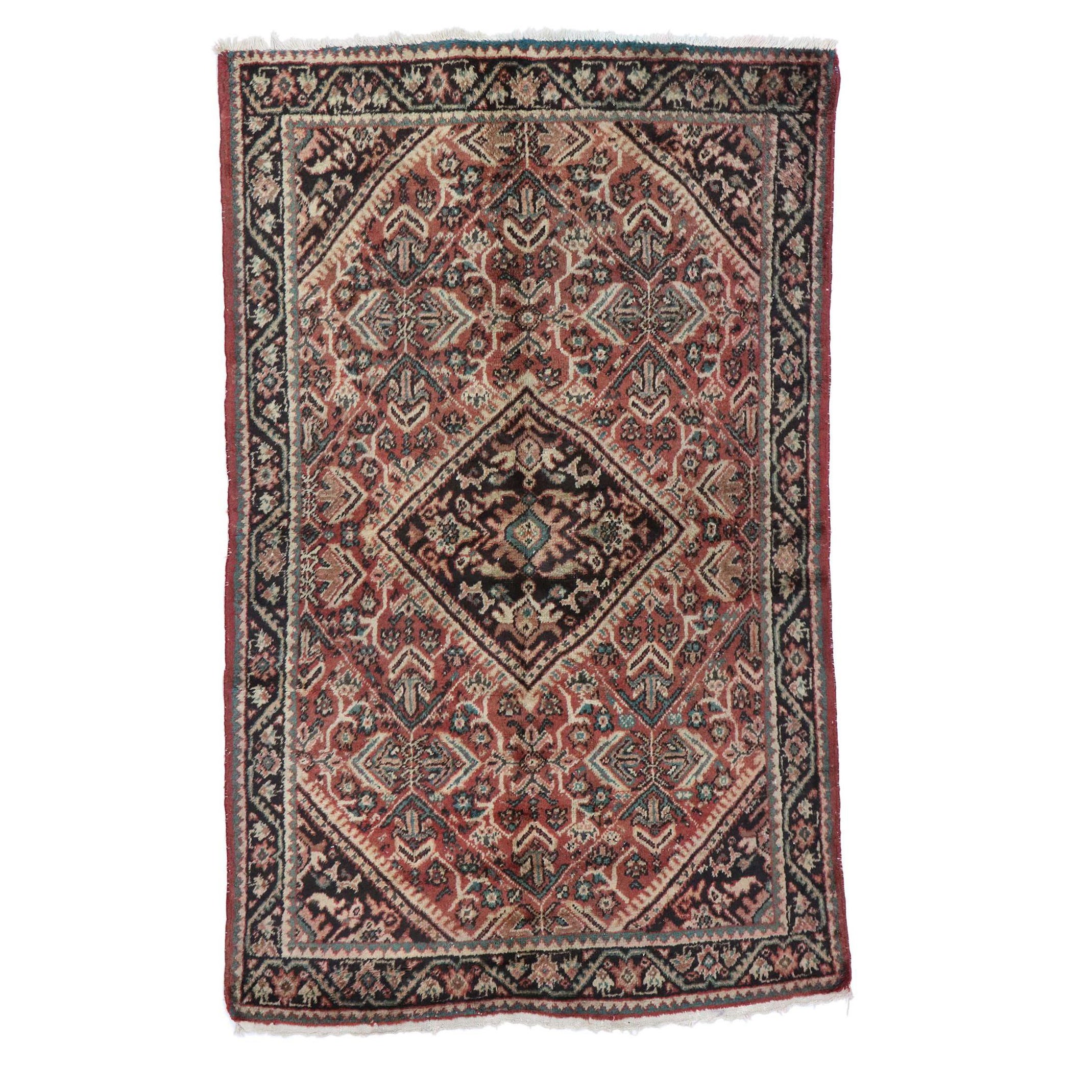 Vintage Persian Mahal Rug with Modern Rustic Style For Sale