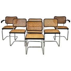 Vintage Black Dinning Style Chairs B32 by Marcel Breuer Set 6