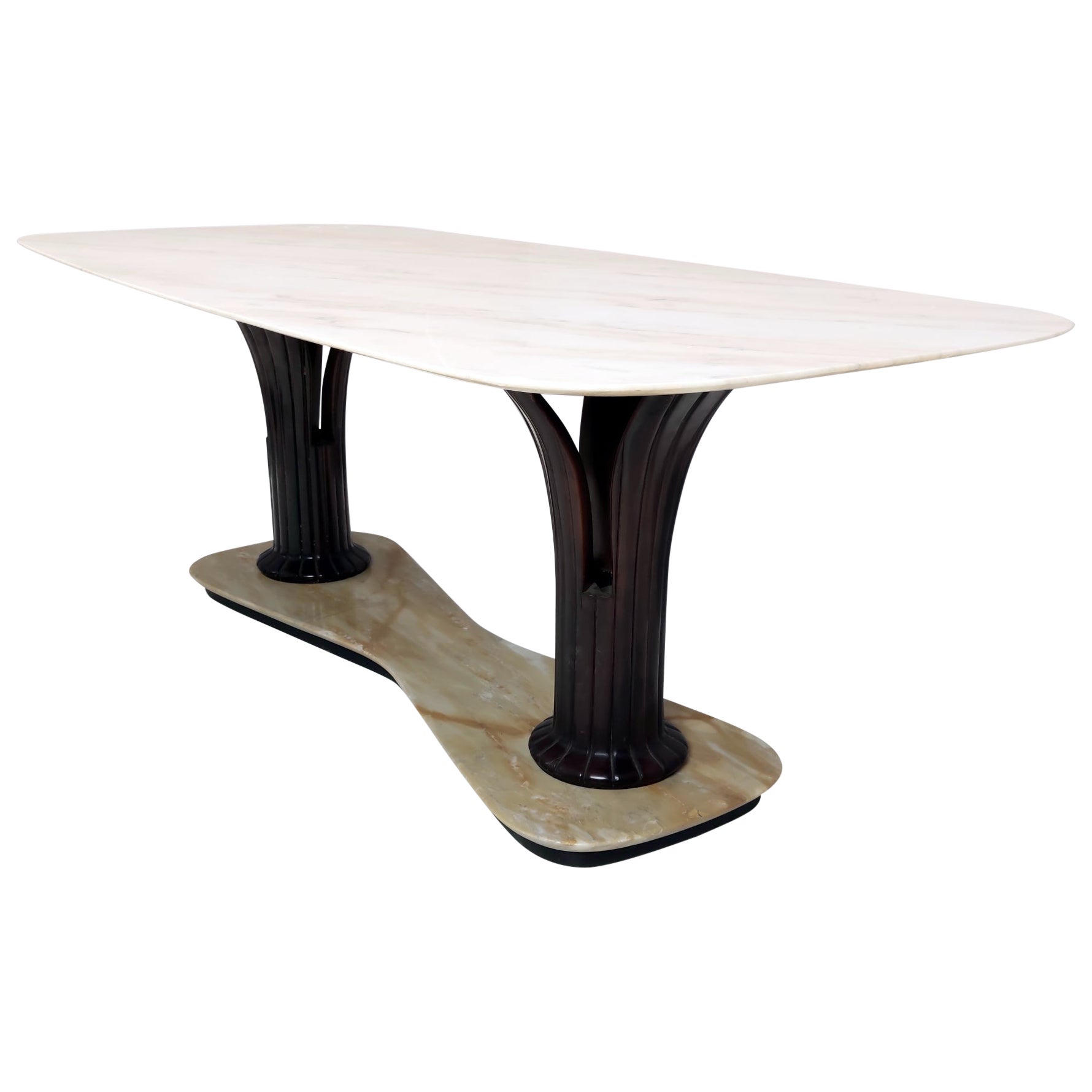 Dining Table Ascribable to Osvaldo Borsani with a Portuguese Pink Marble Top