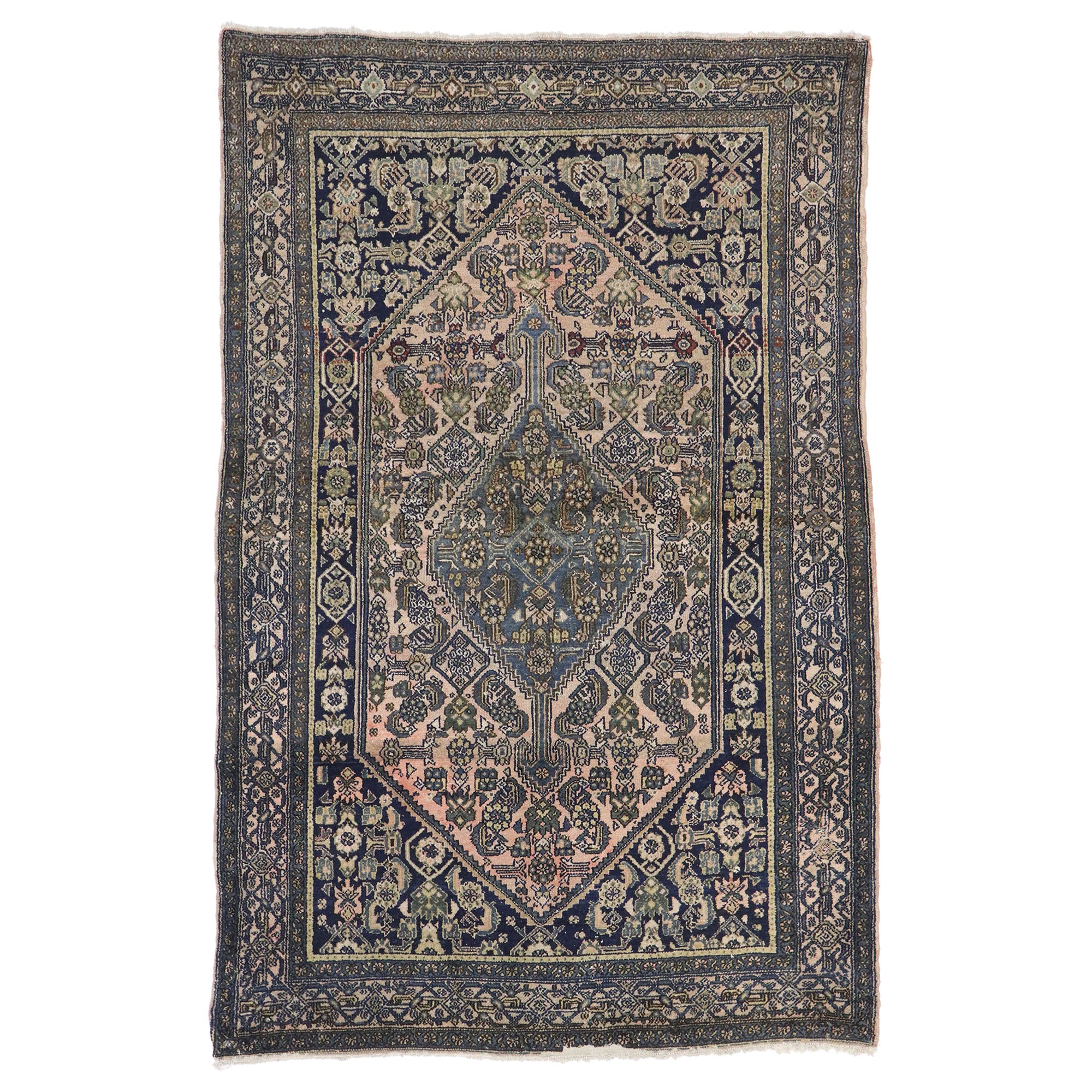 Antique Persian Bibikabad Rug with Victorian Style For Sale