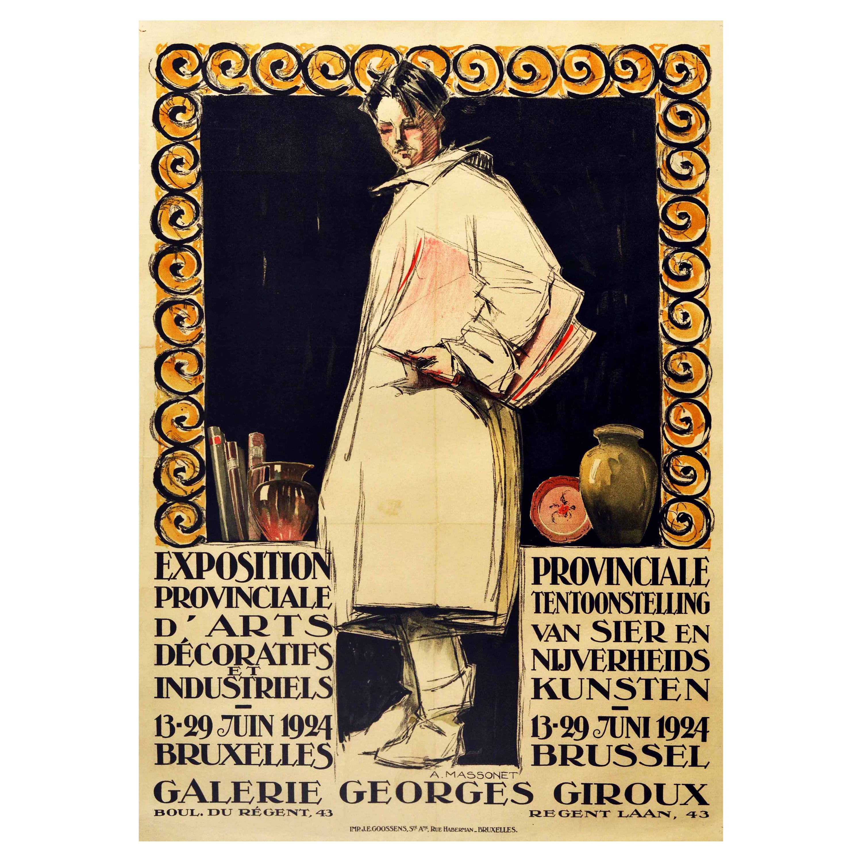 Original Vintage Poster Decorative & Industrial Arts Exhibition Brussels Belgium