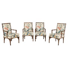 Bob Hope's Set of Four Faux Bamboo Chintz Dining Chairs