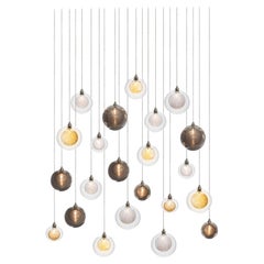 Kadur Drizzle 22, Mixed Blown Glass Pendant Dining Room Chandelier by Shakuff