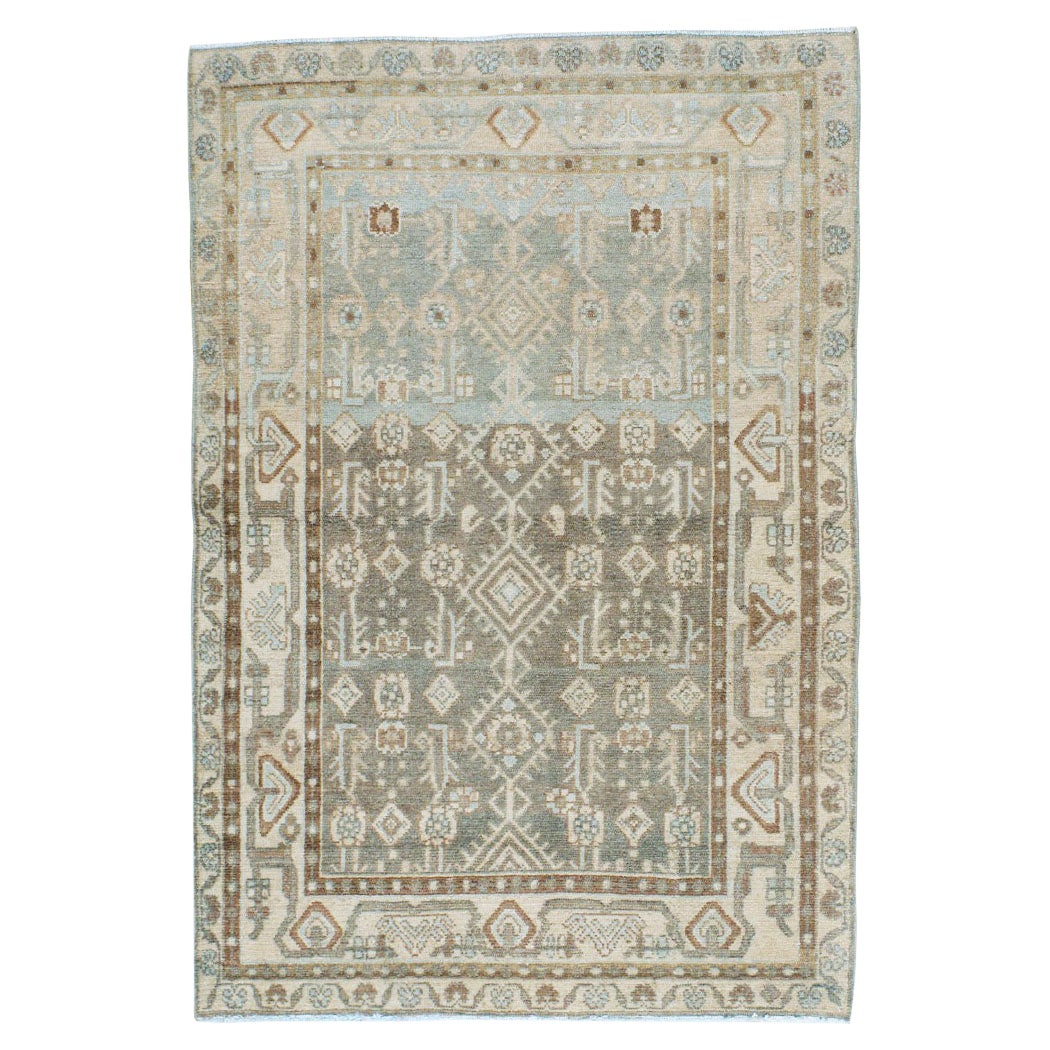 Mid-20th Century Handmade Persian Malayer Throw Rug For Sale