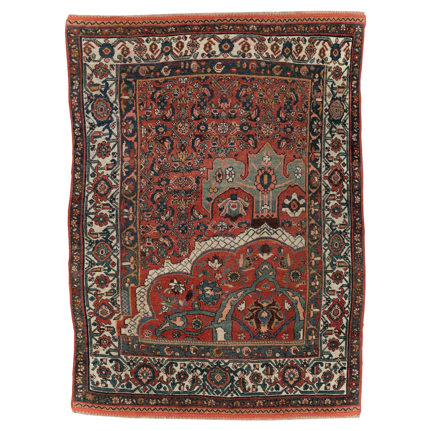 Early 20th Century Handmade Persian Wagireh Bidjar Accent Rug