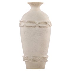 Tall Signed Seguso Scavo Style White Murano Glass Vase