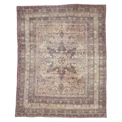 Distressed Antique Persian Lavar Kermanshah Rug