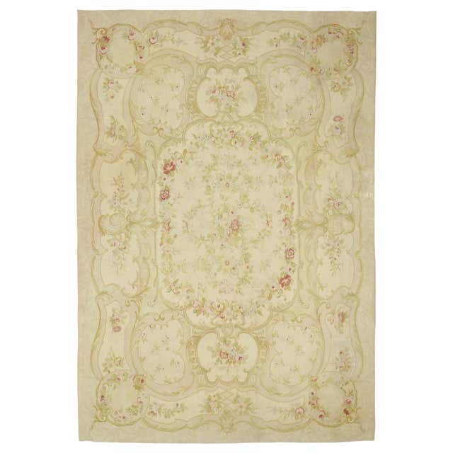 Vintage French Aubusson Rug with Regal Romantic Rococo Style For Sale ...