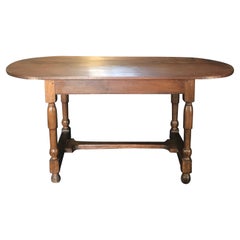 French Early 19th Century Provincial Farmhouse Carved Oval Dining Table