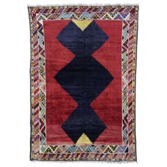 Tapis persan vintage Shiraz avec style tribal moderne du milieu du siècle dernier