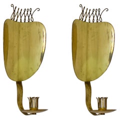 Pair of Brass Candle Sconces by Väinö Hamara, Mid-20th Century, Finland
