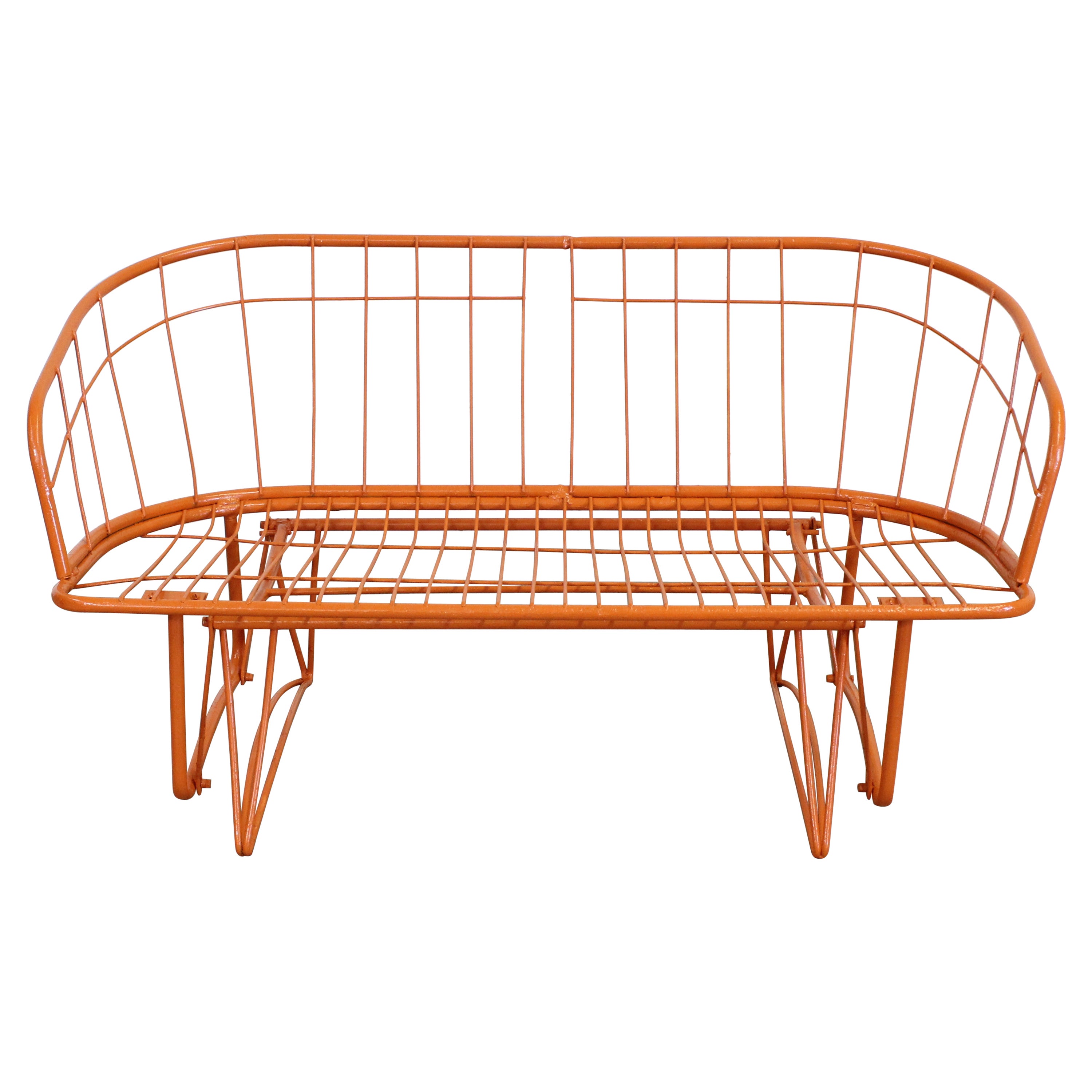 Mid-CenturyAtomic Orange Homecrest Outdoor Metal Curved Back Glider Bench
