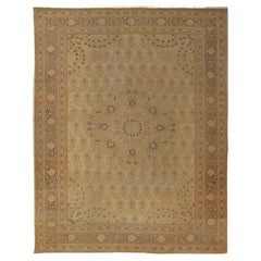 Antique Tabriz Carpet, Hadji Jalili Persian Rug, Earth Tones, Ivory, Terracotta