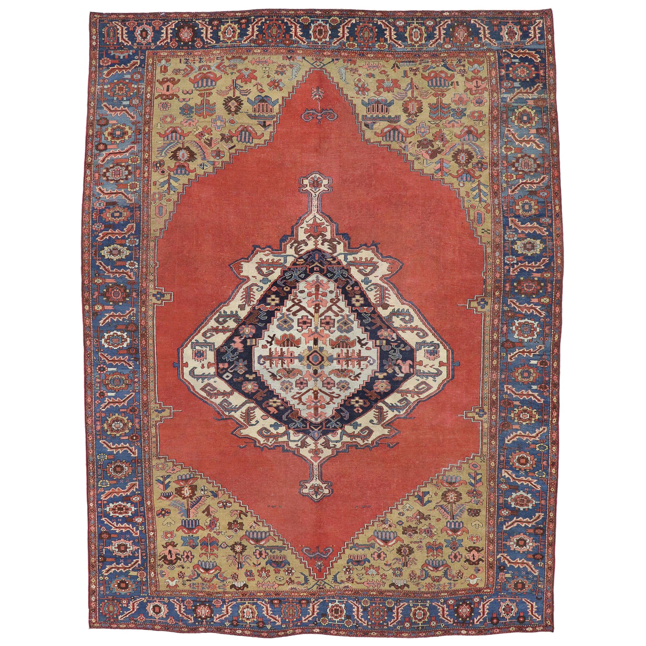 Antique Persian Bakshaish Carpet, 11'04 x 15'00