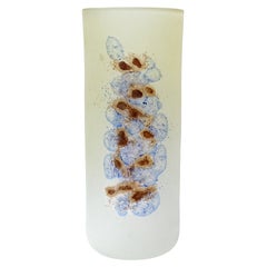 Retro Barbini Murano Abstract Design Scavo Texture Italian Art Glass Flower Vase