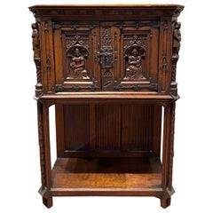 Continental Gothic Style Two-Door Cupboard or Altar with Figural Carving