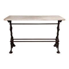 Vintage French White Marble Bistro Table