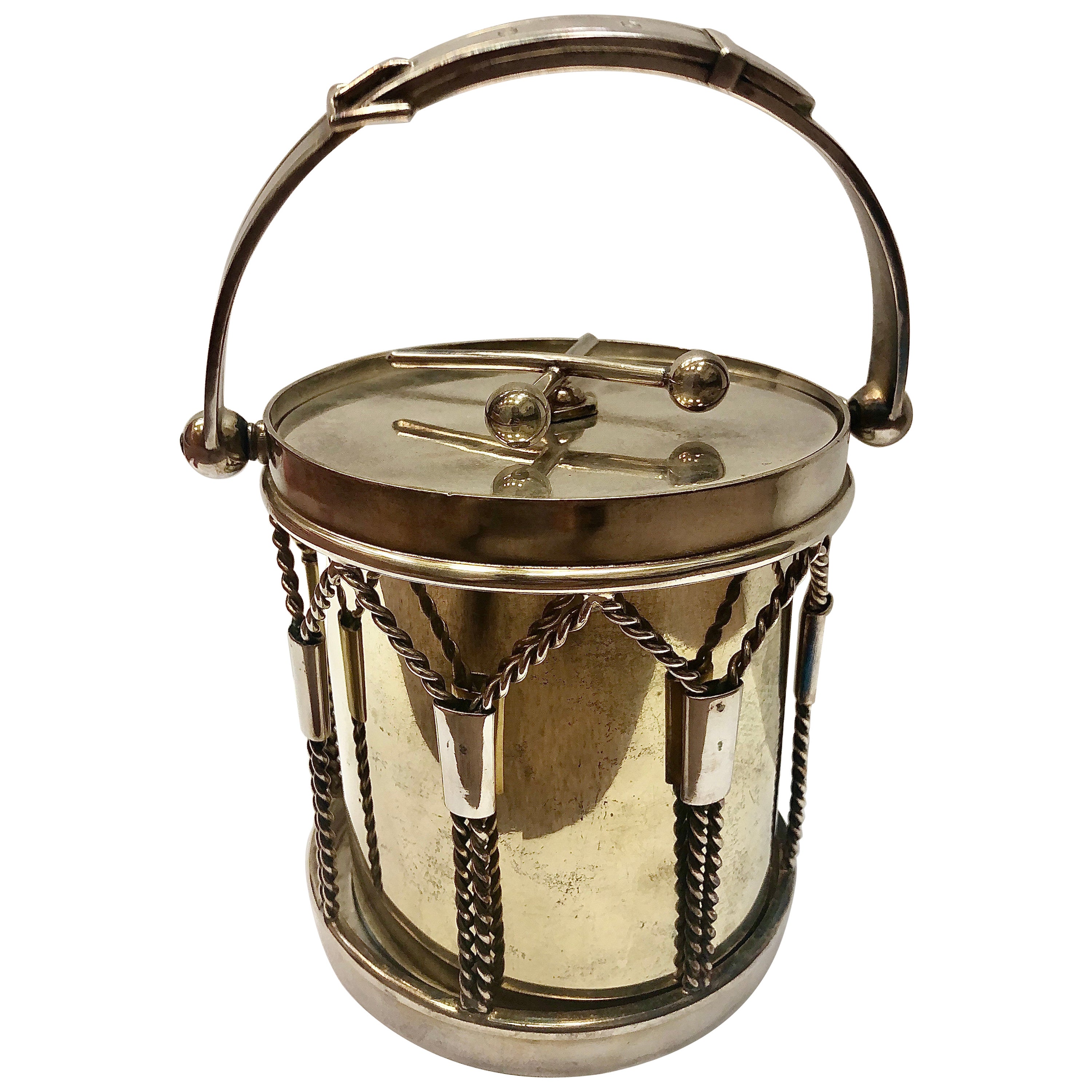 19th Century Victorian Silver Plate Drum Ice Bucket, Circa 1890