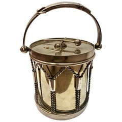 Antique 19th Century Victorian Silver Plate Drum Ice Bucket, Circa 1890