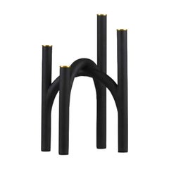 Small Black and Gold Contemporary Candleholder