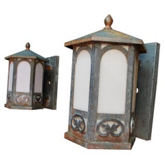 Antique Pair of 1920's Outdoor Sconces