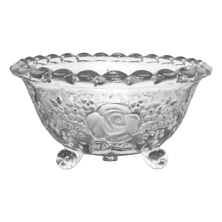 Fabulous MidCentury Glass Bowl Floral Décor with Red Enamel Accents For Sale at 1stDibs glass