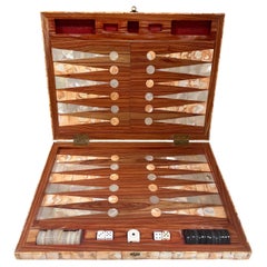 Rare Italian Decorative Wood Backgammon Game Board, circa 1970