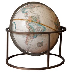Vintage Brass Desktop Repogle Globe Stand