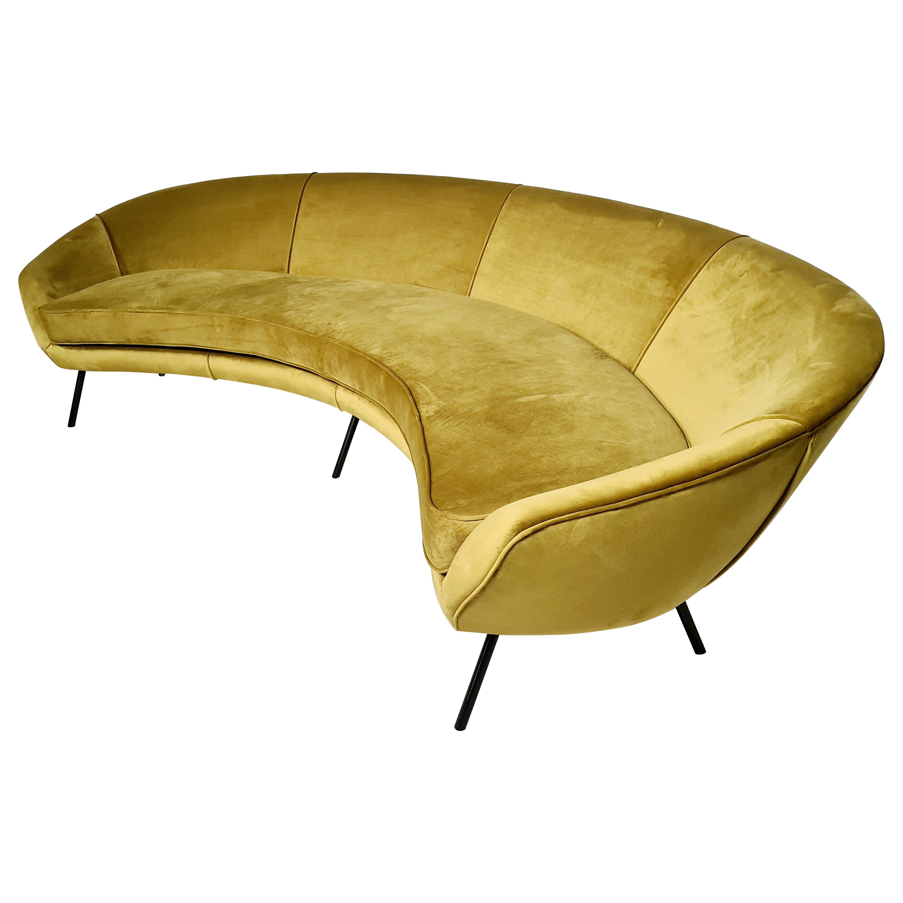 Curved Shape Sofa in the Style of Ico Parisi, 1970s