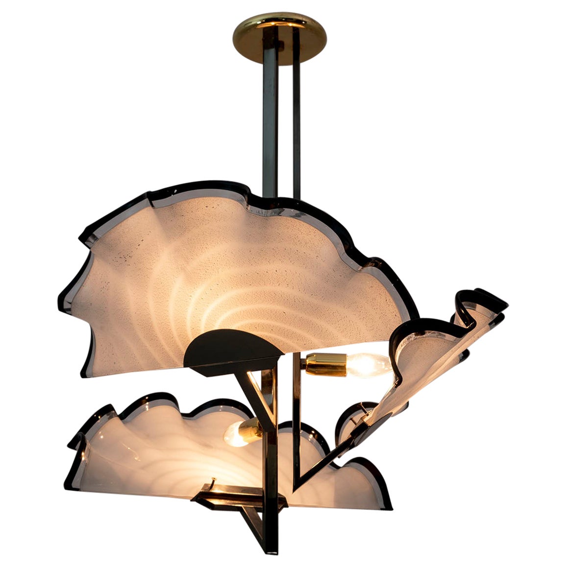 Egyptian Handblown Chandelier with Clear BellShaped Glass For Sale at