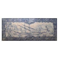 18th Century Portuguese "Azulejos" Panel "River Scene"