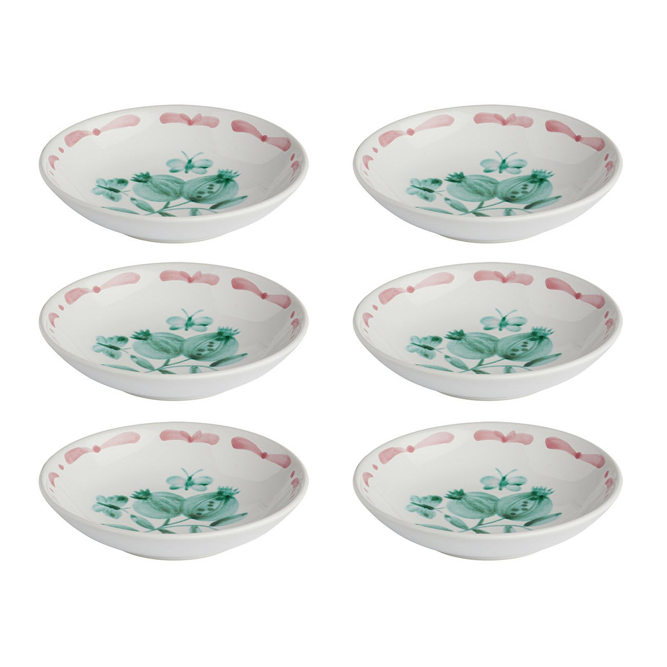Country Style Set of Six Hand-Painted Ceramic Dishes Sofina Boutique Kitzbühel  For Sale