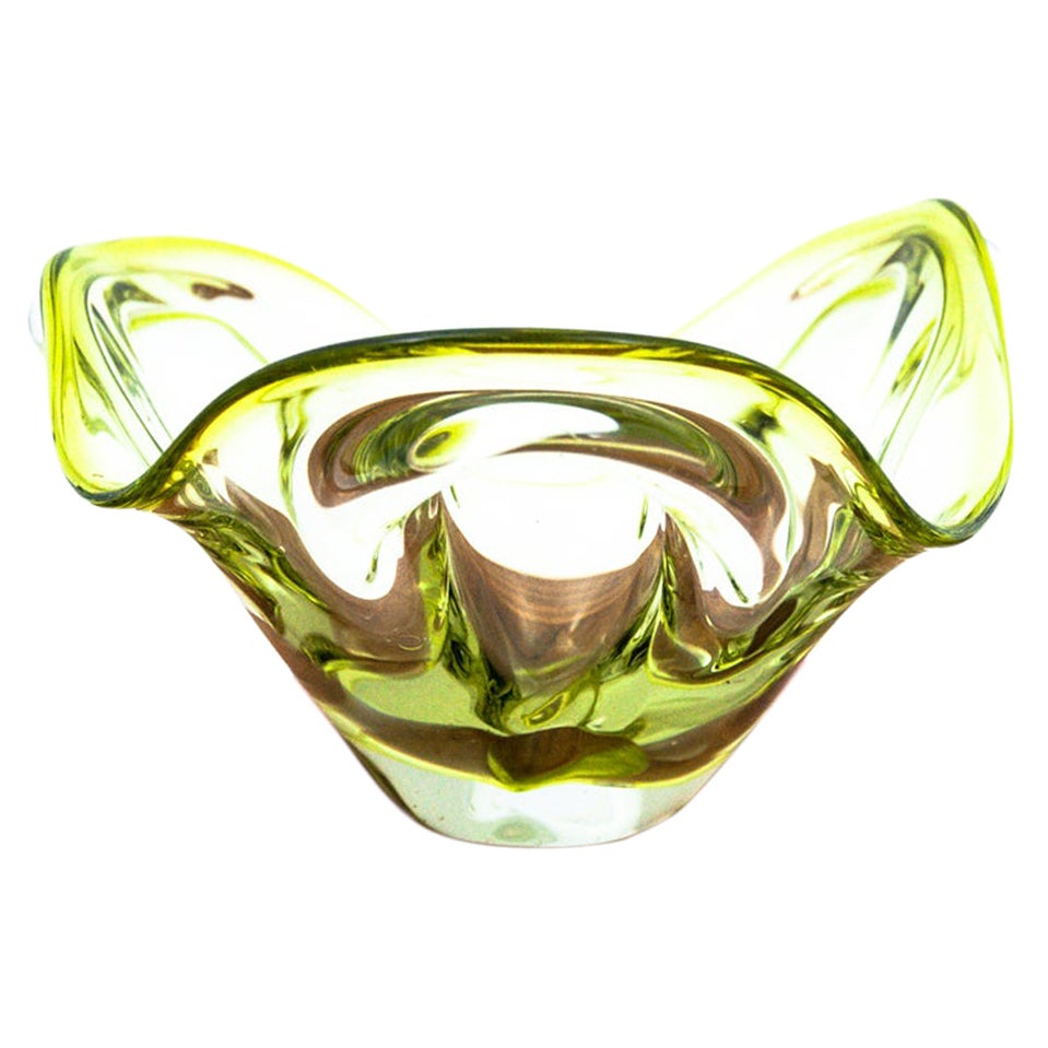 Yellow Midcentury Glass Bowl, Poland, 1970s For Sale