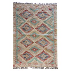 Cream Wool Kilim Rug Modern Kilim Traditional Area Rug Handmade Carpet 
