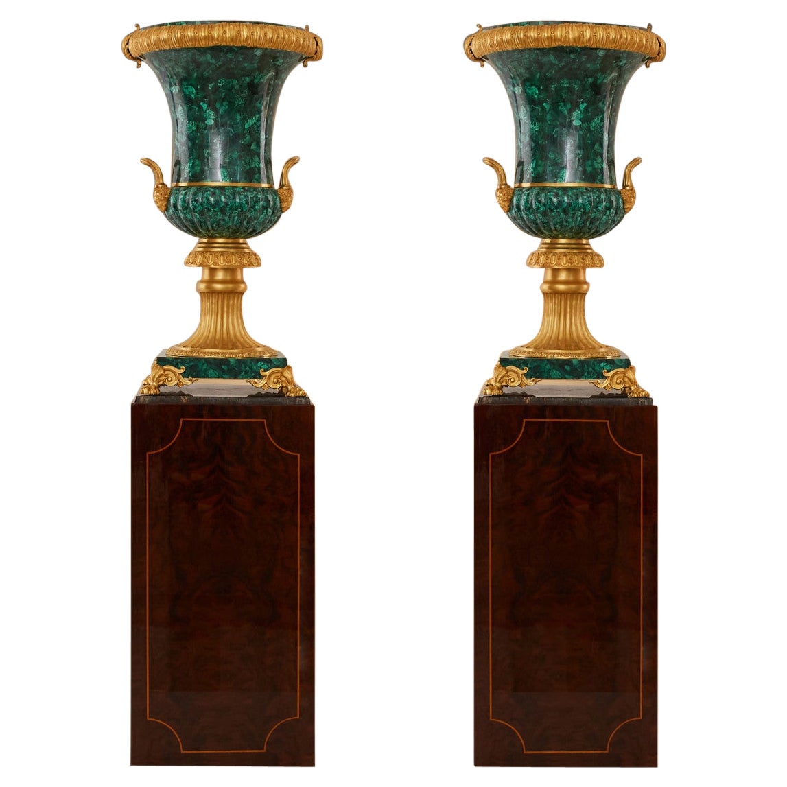 Pair of Malachite Vases