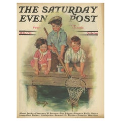 Vintage Print of Children Fishing 'The Saturday Evening Post' '1931'