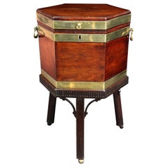 Antique Mahogany Brass Bound Wine Cooler