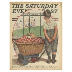 Vintage Print of a Boy with Cart 'The Saturday Evening Post' '1931'